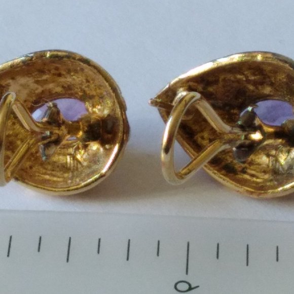 24kt gold vermeil and amethyst filigree pierced earrings - Picture 6 of 6